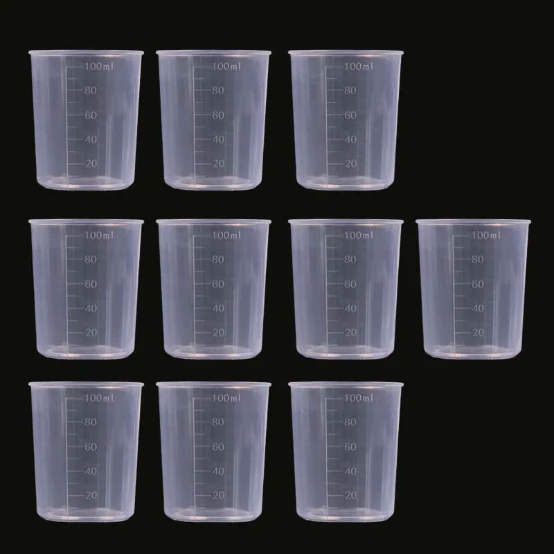 

10pcs Measuring Cups 100ml Small Transparent Measure Cups For Kitchens Laboratories Light Weight Durable Liquid Measuring Tools