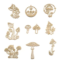 4pcslot raw brass mushroom charms craft supplies pendants for earrings necklace jewelry making accessories