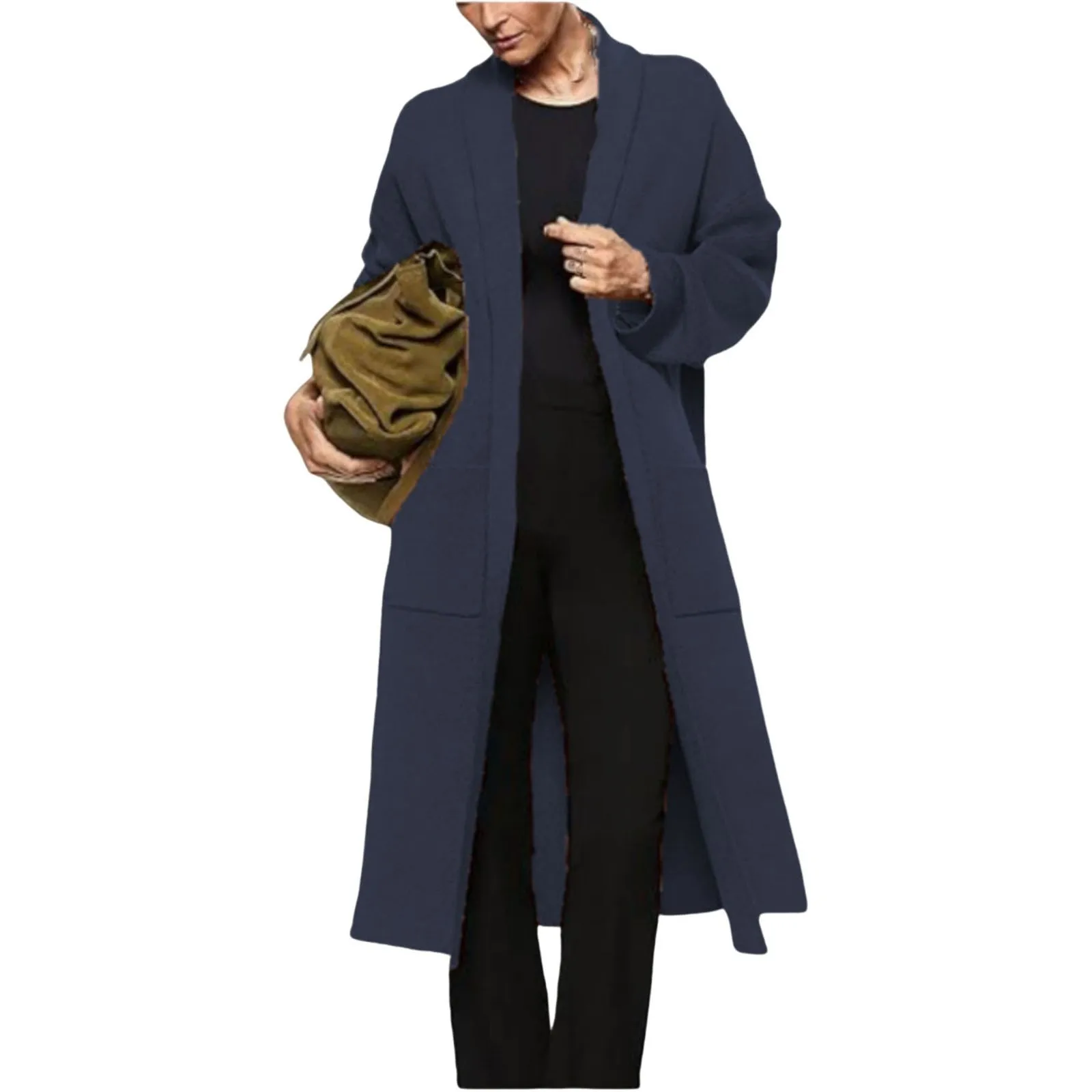 Женский однотонный Повседневный длинный кардиган с длинными рукавами на осень и