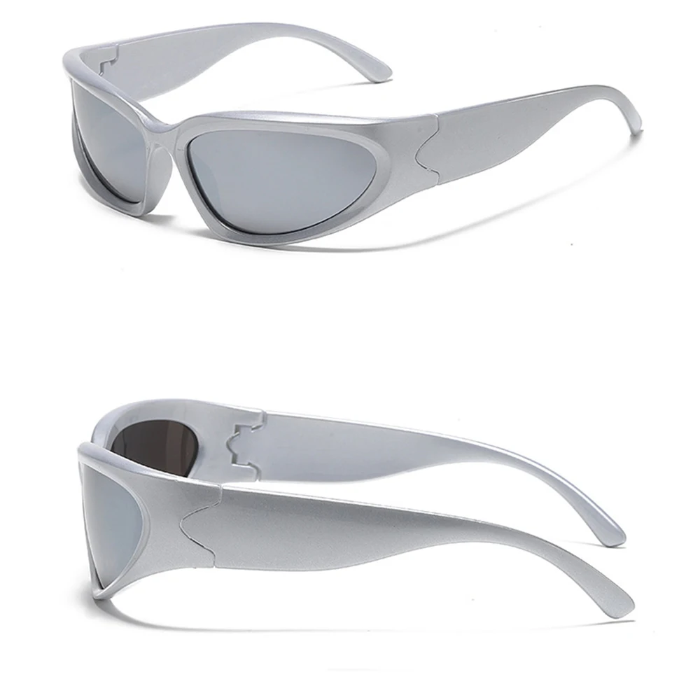 Женские солнцезащитные очки VIVIBEE Y2K в стиле стимпанк зеркальные белые спортивные