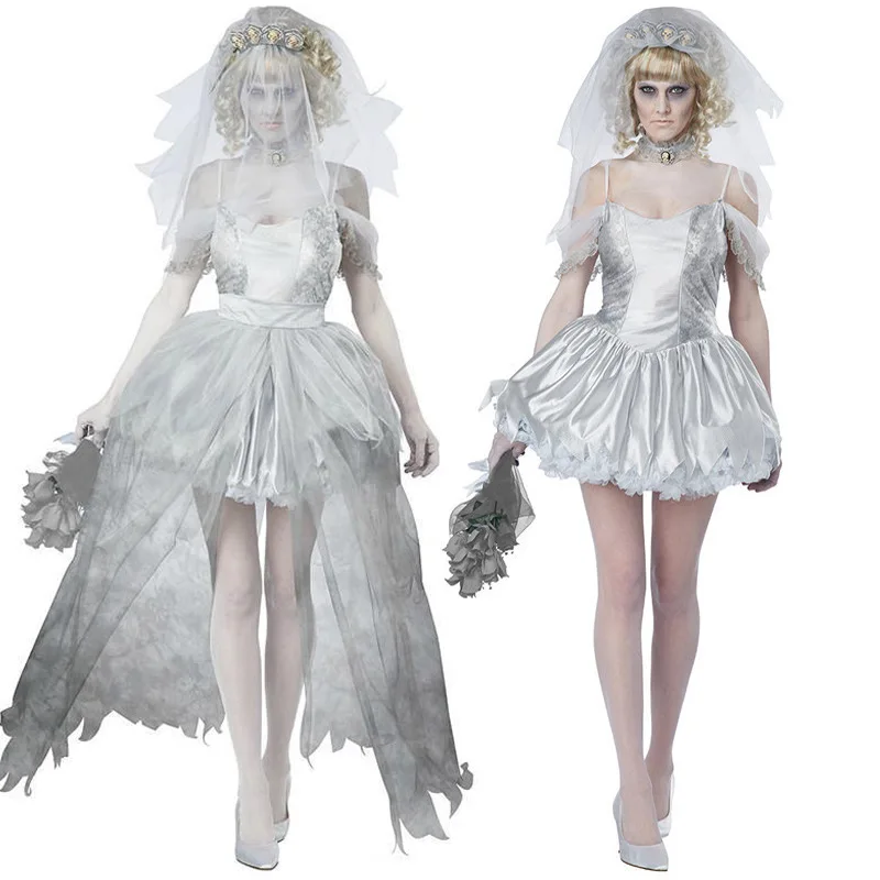 

2023 Halloween New Skeleton Ghost Gray Ghost Bride Zombie Costume Night DS Stage Costume Women's Cosplay Anime Dress Lolita Use