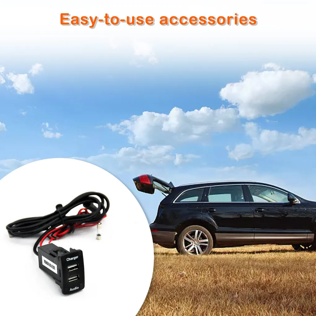 

USB Car Charger with Audio Port Cellphone Camera Vehicle Charging Tool