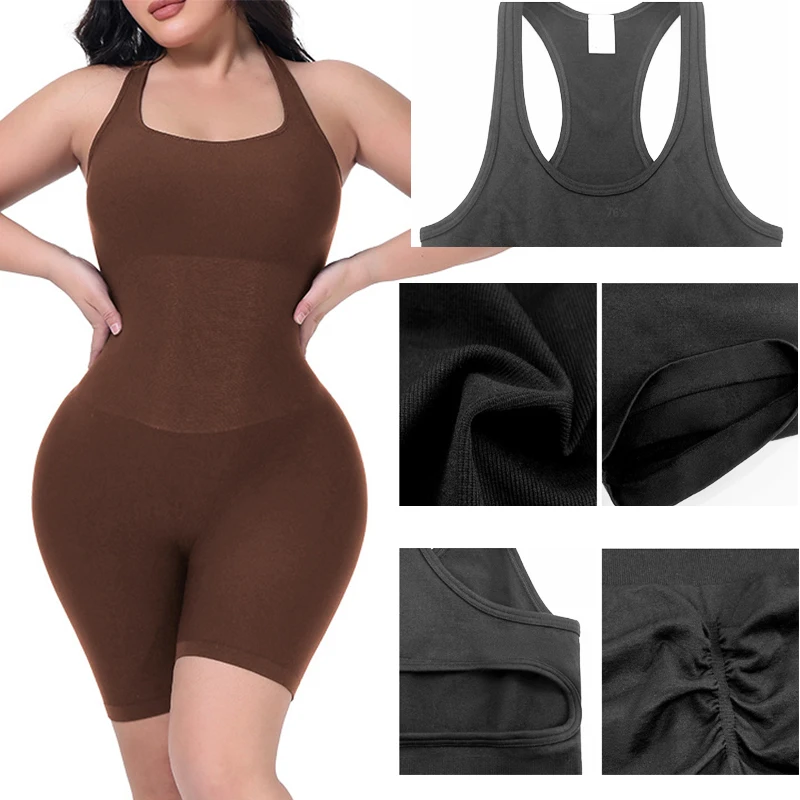 Утягивающее белье GUUDIA с лямкой на шее живот сплошное боди цельный утягивающий
