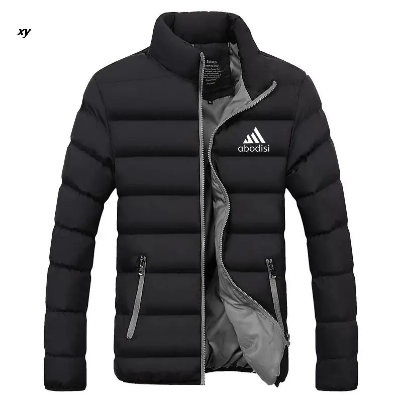 

Зимняя мужская куртка, модная мужская куртка с воротником-стойкой, Мужская парка, Мужская однотонная Толстая куртка, Мужская парка, пальто