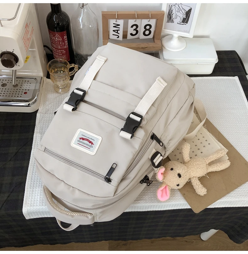 College Students Simple Casual Fashion Campus Large Capacity Cute Backpack Computer Travel Shoulder Bag