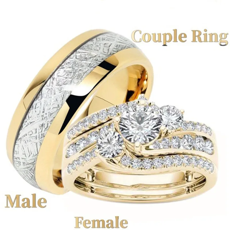 

Luxury Couple Rings for Women Moissanite Engagement Wedding Ring Set Valentines Day Gift Matching Aesthetic Jewelry Anillos