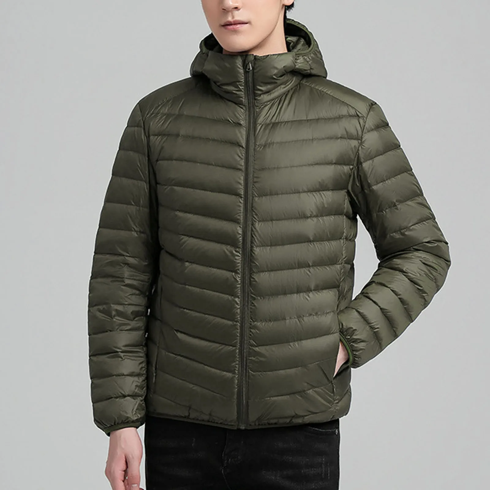 Мужская куртка пальто ветровка свободная легкая осенне-зимняя на молнии с