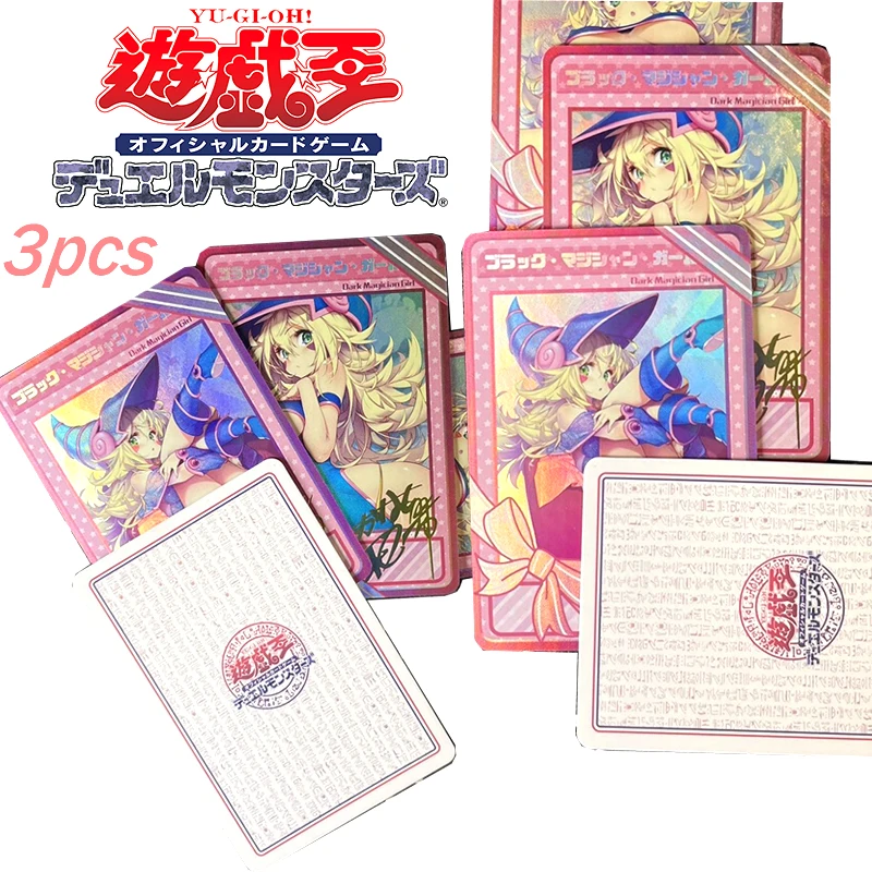 

3Pcs/set Anime Characters Yu Gi Oh! Black Magician Girl Diy Homemade Flash Card Christmas Birthday Gift Toys Collection Card
