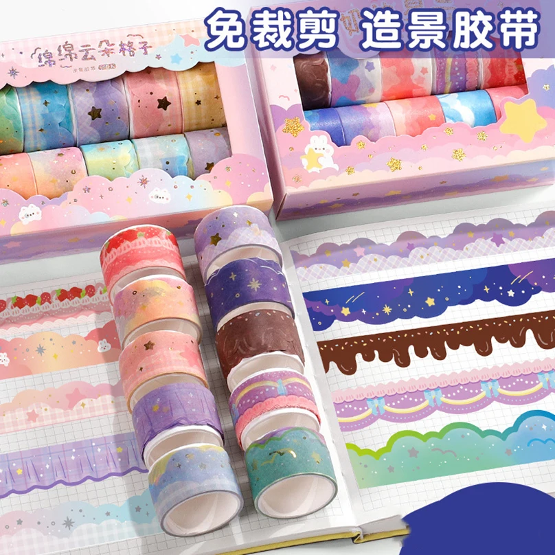 

Scrapbooking Tape Decorative Stationery Supplies Masking Washitape Tape Set Washi Journal 10rolls Tape Clouds Scenery Adhesive