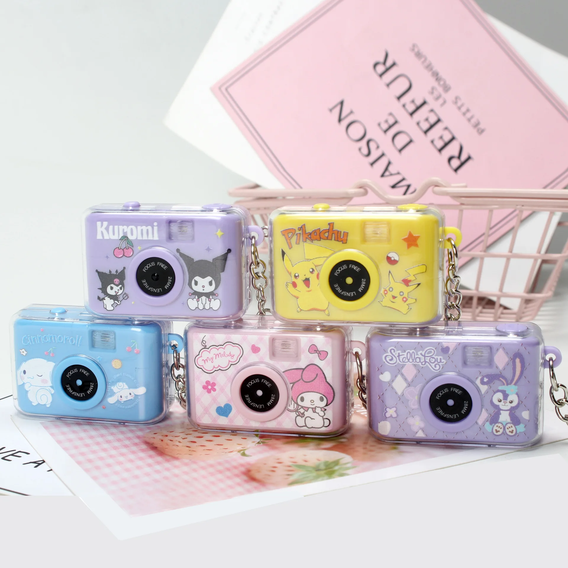 

Мультяшный светящийся фотографический брелок Sanrio, Милая Мини-Имитация светящегося фотоаппарата
