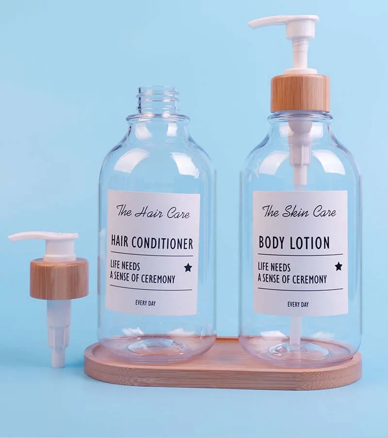 

500 мл прозрачное мыло для посуды бамбуковый насос бутылка для мыла в ванную комнату контейнер для лосьона многоразовый шампунь бутылочка дл...