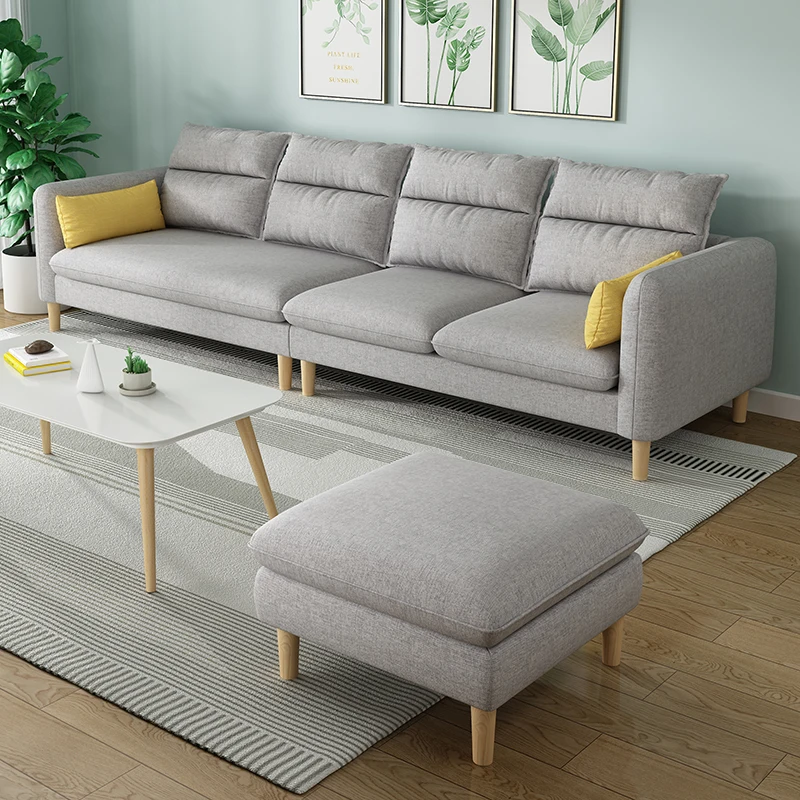 

Private customSimple Japanese Nordic small family three or four person straight row cloth art latex pedal sofa apartment rental