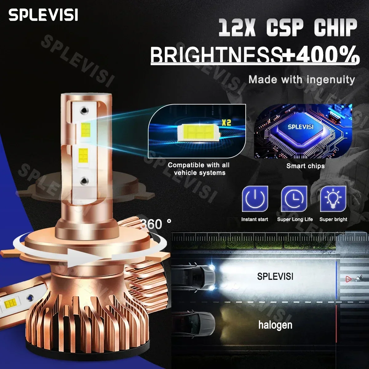 SPLEVISI 2X 9003/H4 светодиодный фары дальнего и ближнего света CSP чип для Nissan X-Trail T30 2001 2002