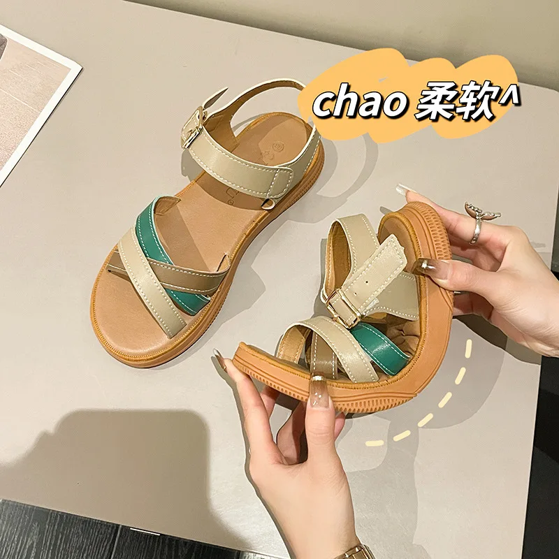 

2023 Women Sandals Summer Women's Shoes Classic Gladiator Beach Casual Flat Ladies Retro Pedal Sandals Women Sandals Shoes