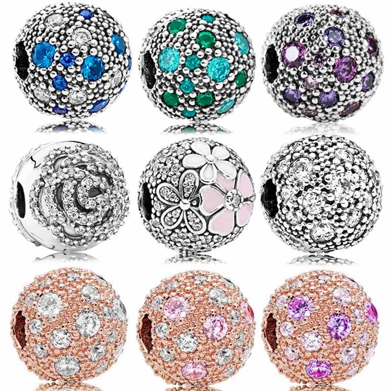 

Original Poetic Blooms Rose Colorful Cosmic Stars Fixed Clip Charm Bead Fit Pandora 925 Sterling Silver Bracelet Jewelry