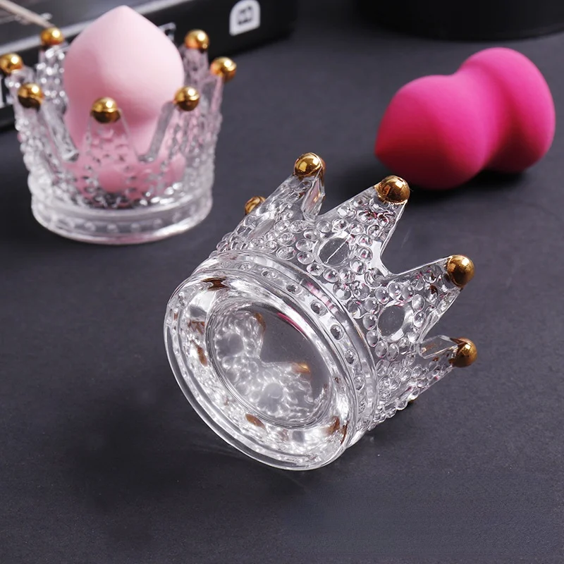 Nordic Style Crystal Glass Crown Aroma Candle Holder Decoration Ornaments Crown Ashtray Beauty Egg Rack Desktop Ornaments