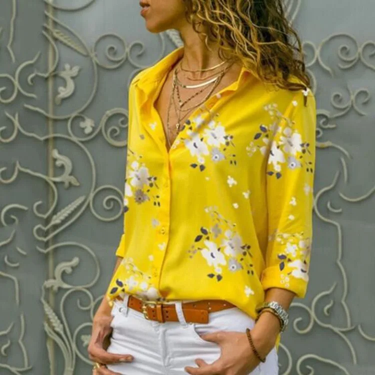 

2023 New Printed Versatile Shirt Women's Slim Fit Slim Shirt