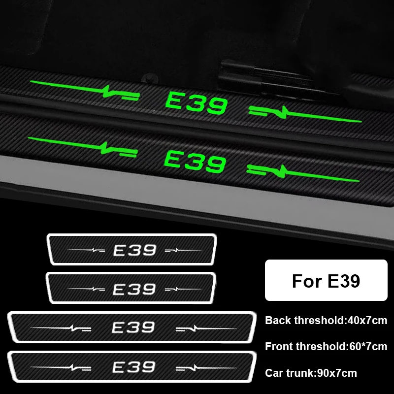

Для Bmw 5 серии E39 логотип светящийся углеродное волокно Автомобильный багажник защита порог порога Защитная Наклейка аксессуары для декора