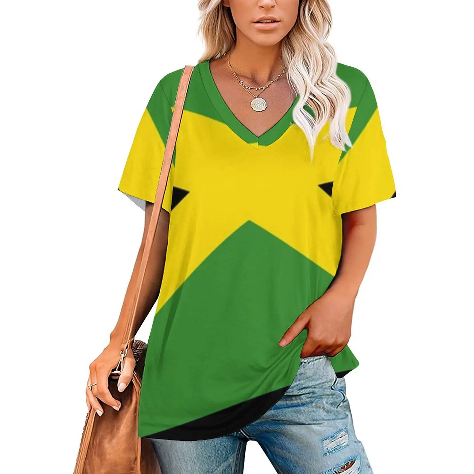 Женская футболка с принтом в виде флага вырезом лодочкой