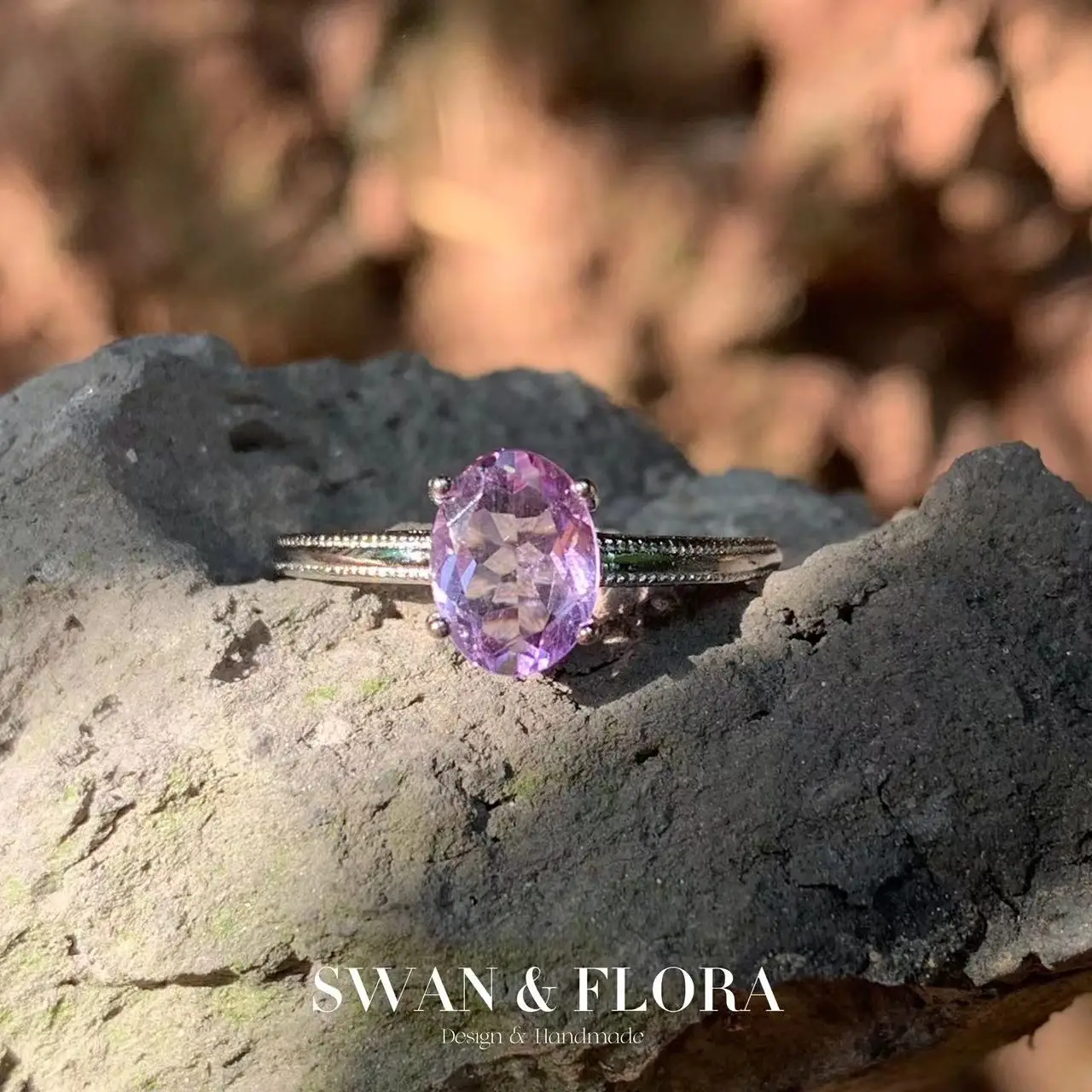 

MM Natural Amethyst Ring Adjustable Female Ring Jewelry for Women Gift Wholesale High Quality Vintage Fine