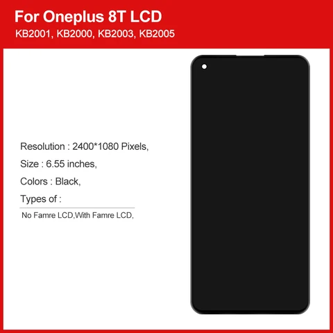 Super AMOLED для Oneplus 8T 1 + 8T 9R ЖК-дисплей с цифровым преобразователем сенсорного экрана в сборе для Oneplus 8t KB2001 KB2000 KB2003 KB2005 ЖК-дисплей