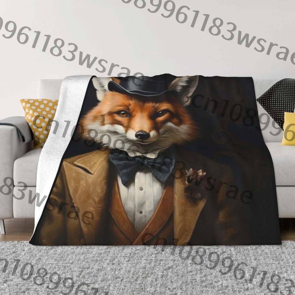 Ультрамягкое одеяло из микрофлиса Dapper Fox Portrait Art