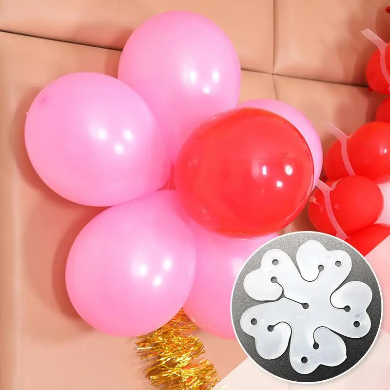 

10PCS 5 In 1 Plum Blossom Shaped Balloon Accessories Clip Latex Plum Flower Shape Balloon Clip Set Clear Color