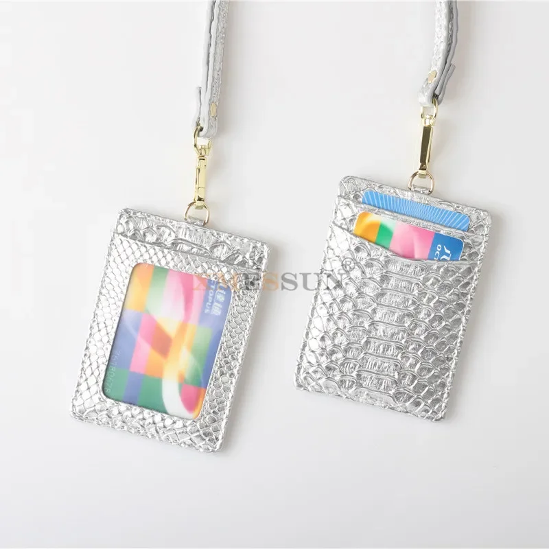 2022 New ID Holder Snake Pattern Business Name Tag ID Badge Card Holder with Lanyard