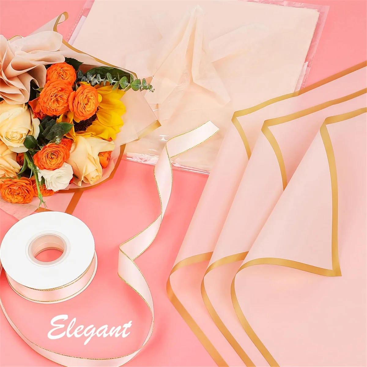 20 листов цветок с золотыми краями