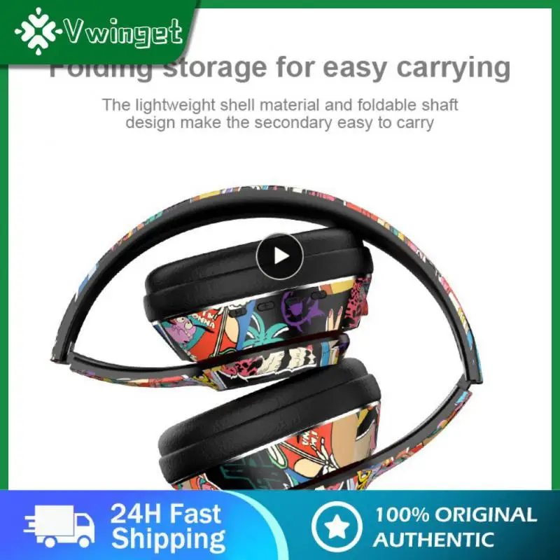 

400 Mah Hand-painted Headphones Fashion Foldable Music Earphone Wireless Tws Earbuds bluetooth-compatible Headset