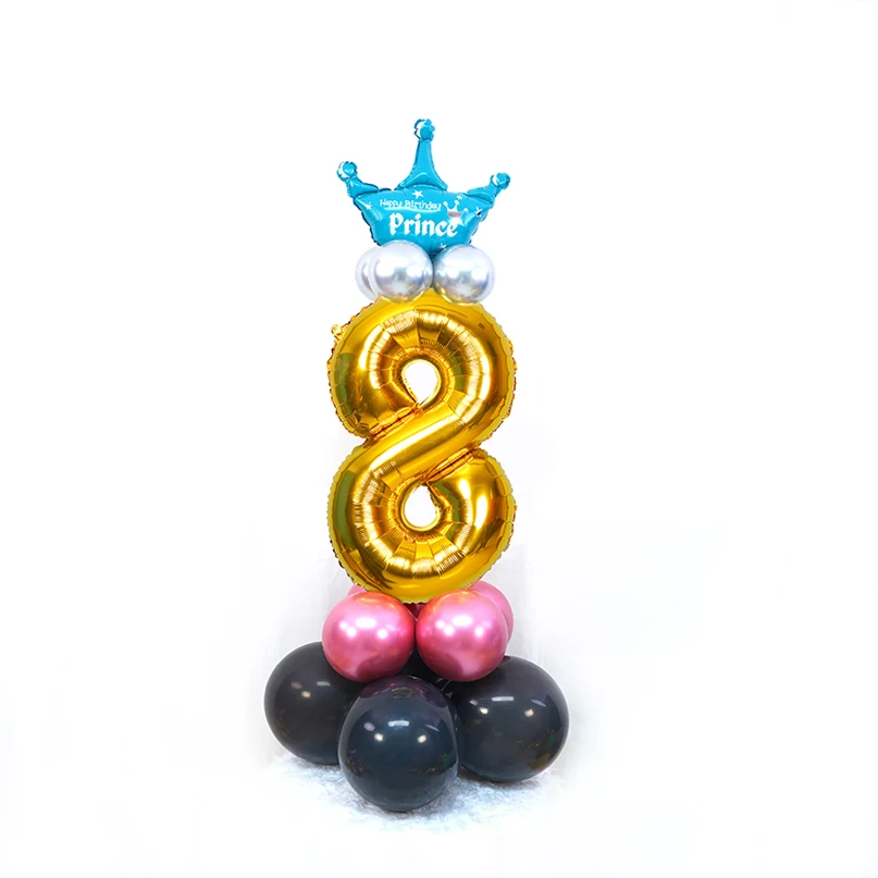 32-дюймовые цифры из алюминиевой пленки шарики короны шары на день рождения