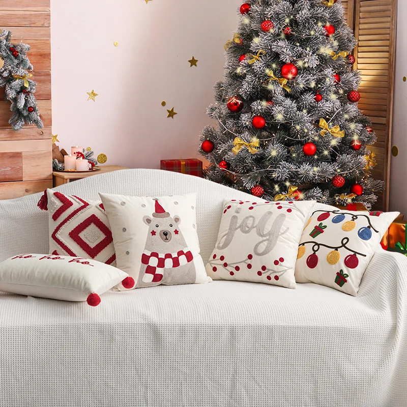 

Жаккардовая вышитая наволочка, Рождественское украшение, искусственные подушки, чехлы, Декор, диван, наволочки, подушки, Наволочки 45x45