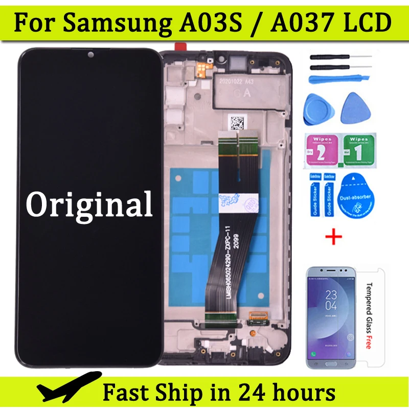 6.5"Original LCD For Samsung Galaxy A03s A037F A037M LCD with Touch Screen Digitizer For Samsung A03S Display with frame