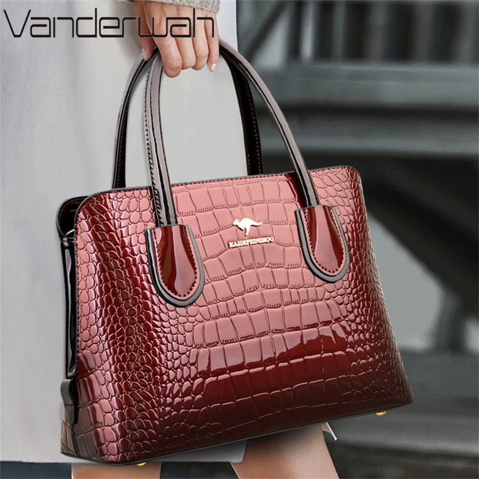 

Patent Leather Crocodile Purse and Handbag Luxury Designer Bag for Women 2022 New Female Shoulder Crossbody Small Bolsa Feminina