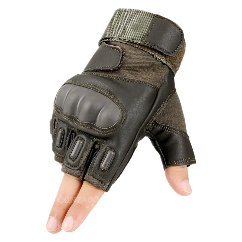 

Outdoor Leather Tactical Gloves Airsoft Sport Mittens Half Finger Type Military Men Women Combat Gloves Shooting Hunting Gloves