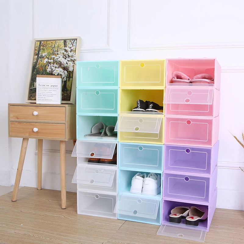 

C2 3PCS Dustproof Storage Shoes Storage Boxes Transparent Plastic Detachable Foldable Cabinet Drawer Home Shoes Organizer Tools