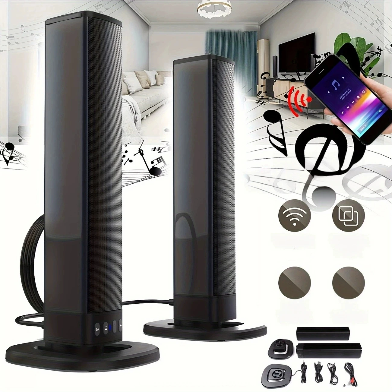 Фото Саундбар BS-36 20W 3D Stereo Bluetooth, портативная съемная колонка для настольного ТВ, беспроводная аудиосистема для домашнего кинотеатра №1