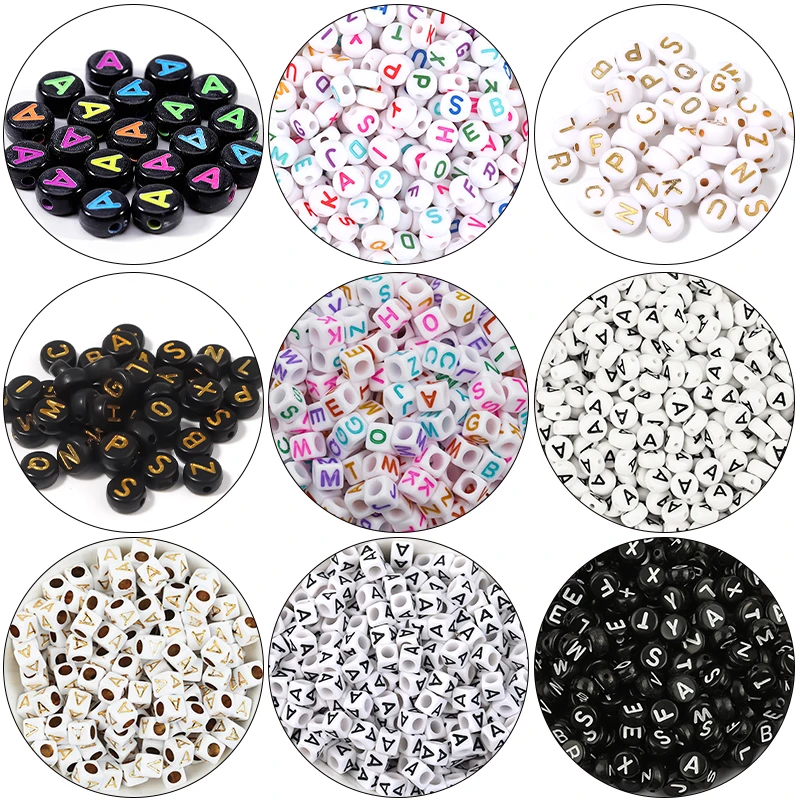 

100Pcs Acrylic A-Z Letter Beads Square Flat Alphabet Loose Spacer Bead For Jewelry Bracelets Necklace Diy Supplies Finding