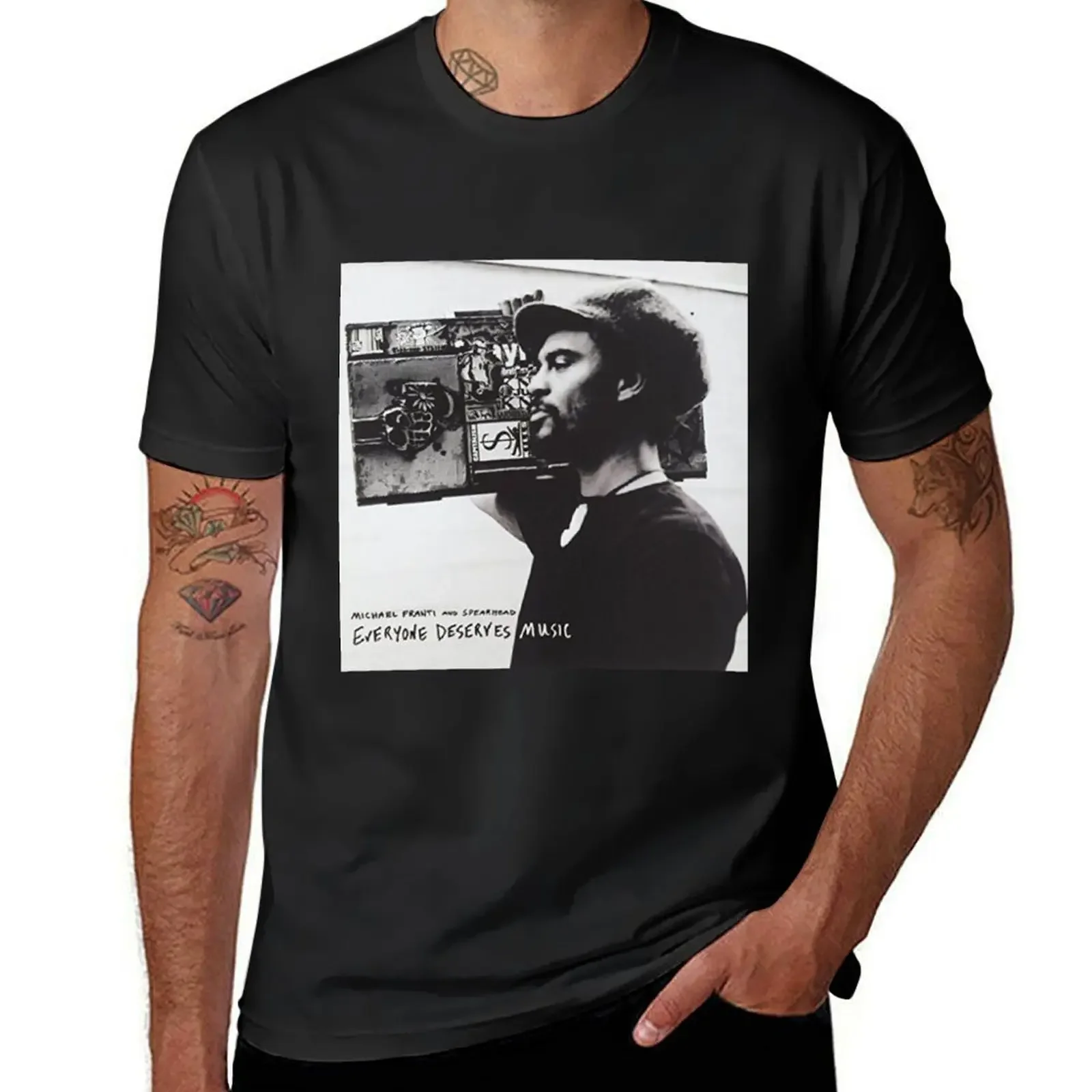 Футболка Everyone Deserves Music by MICHAEL &amp SPEARHEAD FRANTI летний топ мужская футболка с синим