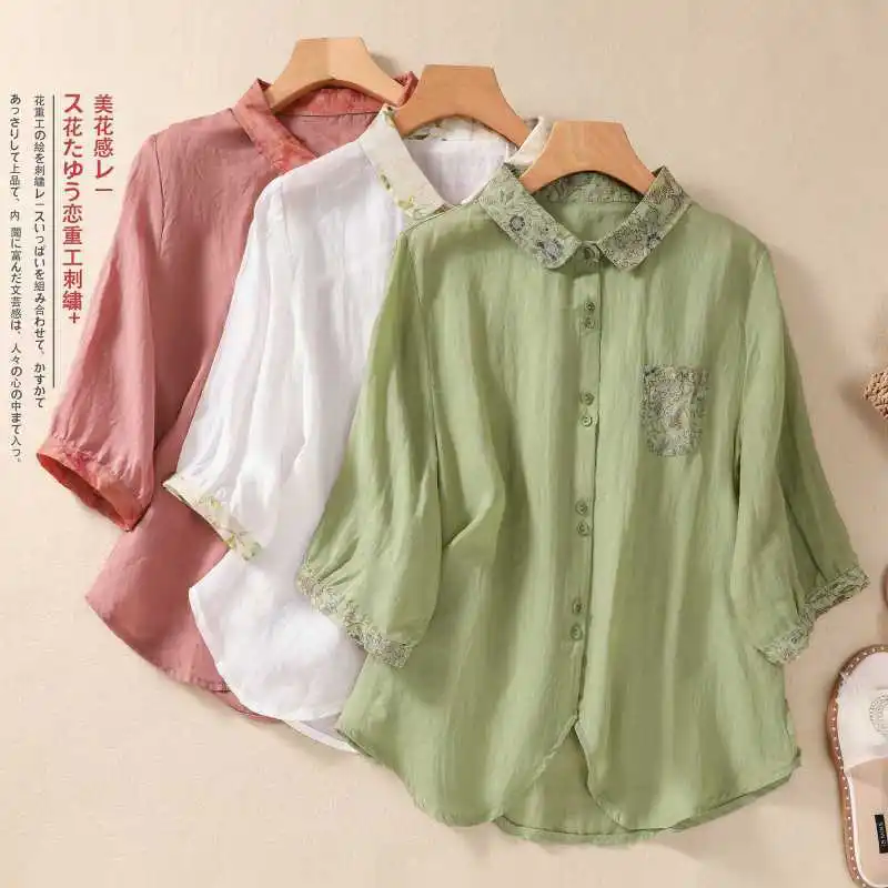 Льняная блуза Camisa Blanca Mujer