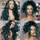 Topnormantic 13x 6 кружевные передние волнистые парики предварительно выщипанные волосы бразильские волосы Remy человеческие волосы темно-зеленый парик для женщин