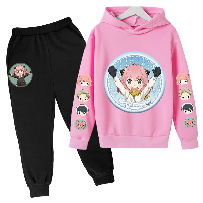 

2023 Spring and Autumn Anime SPY X FAMILY Anya Forged Children's Clothes Less Women's Casual Coat + Trousers 2 Pieces of Clothin