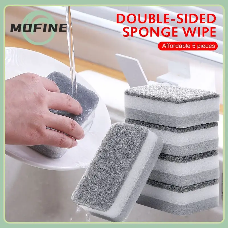 

2/4/6PCS Dishwashing Cleaning Sponges Wipe Pot Decontamination Double-sided Scouring Pads Home Cleaning Sponge Brush