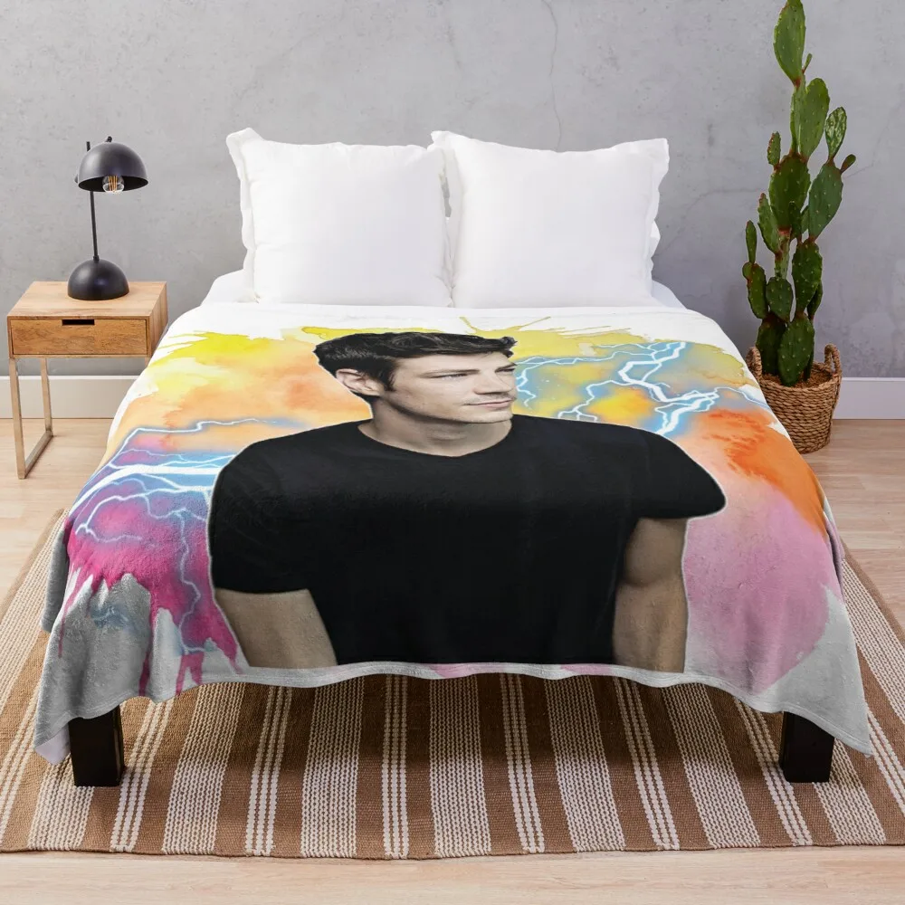 

Grant Gustin Watercolour Throw Blanket Sofa Quilt Cute Blanket Plaid
