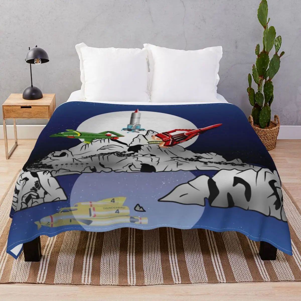 Thunderbirds Tracy Island Blankets Coral Fleece Print Multi-function Throw Blanket for Bedding Sofa Travel Office