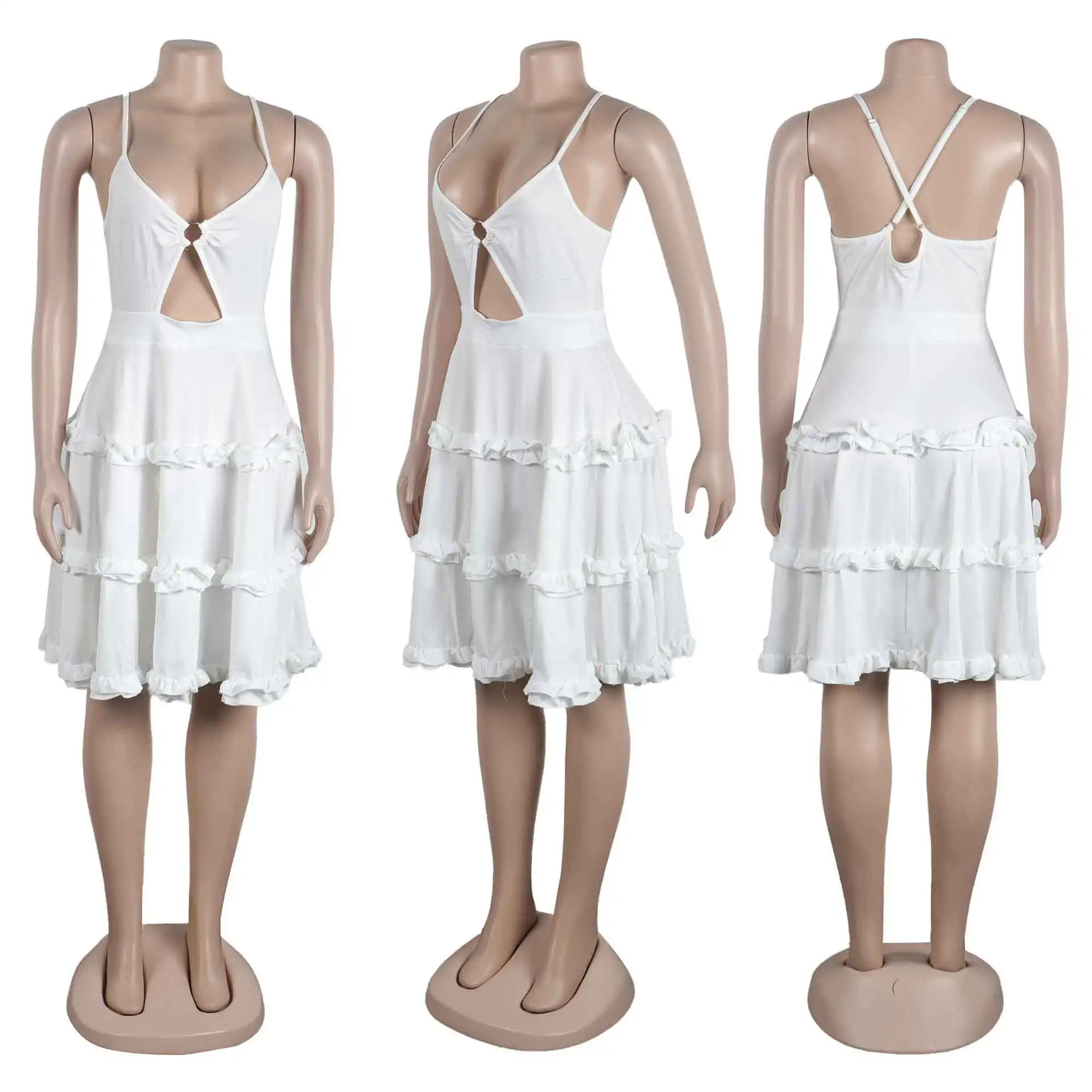 Plus Size Party Dress Women Ruffle Sleeveless Elegant Chubby Cloth Lady Casual Prom Female Mini Gown 2023 Summer Sale New Dress