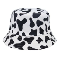 womens bucket hats summer dome short brim outdoor casual fashion cow panda plaid printed cotton sun hats for ladies and girls