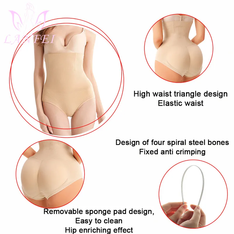 LANFEI Hip Enhancer Panties Fake Ass Pads Seamless Women Body Shaper Slim Shapewear Booty Pad Push Up Butt Lifter Pant Underwear