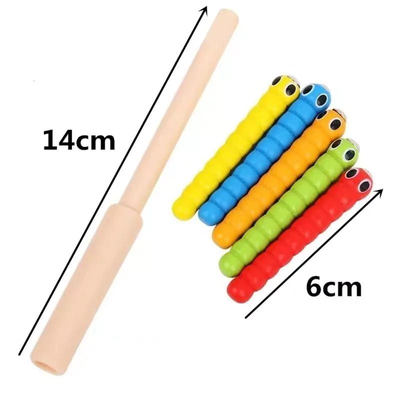 

Wand + 5 Worms For Catch Worm Game Strawberry Grasping Baby Wooden Toys L41D