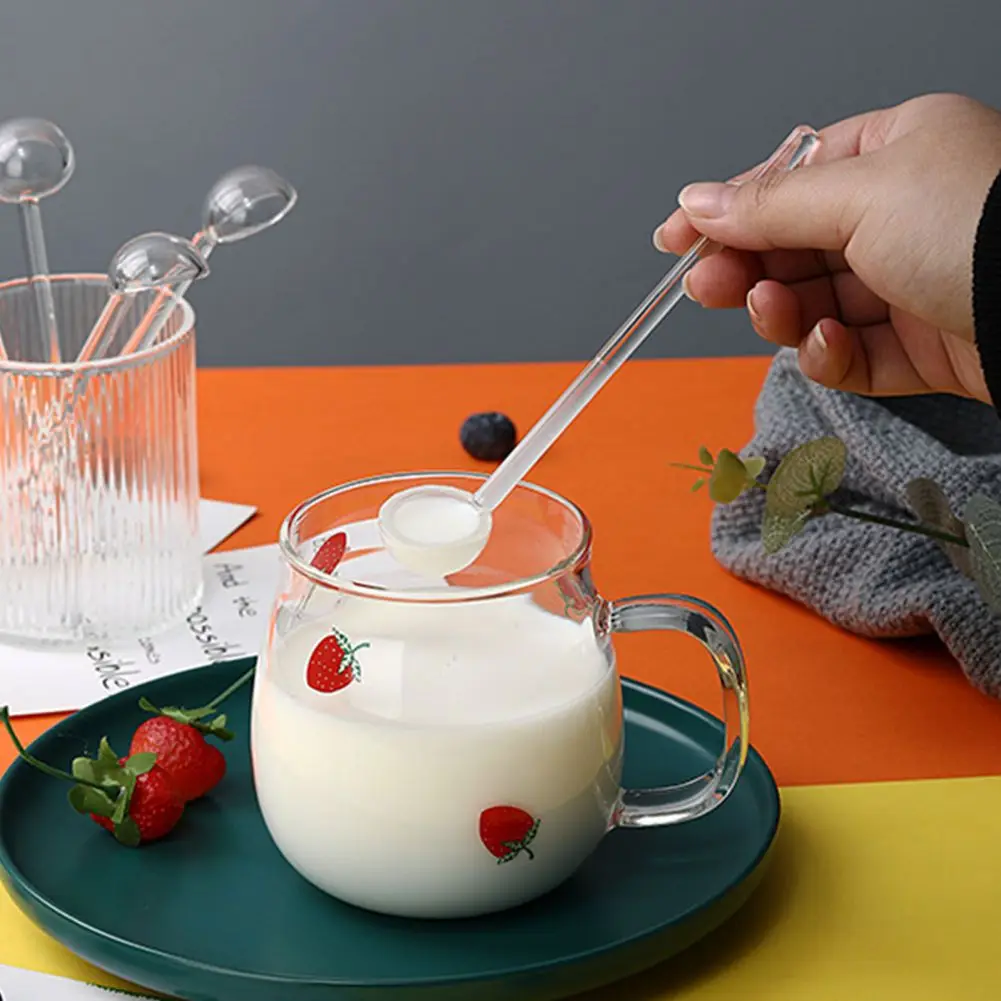 

Стеклянные чайные ложки с длинной ручкой, зеркальные Десертные Ложки для мороженого, кухня